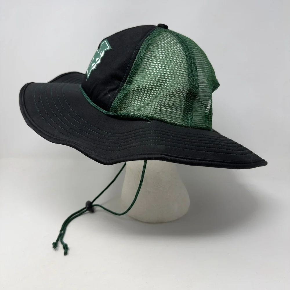 Cowbucker Hawaii Rainbow Warriors Mens Sun Hat Black Green Mesh Snapback‎ Bucker
